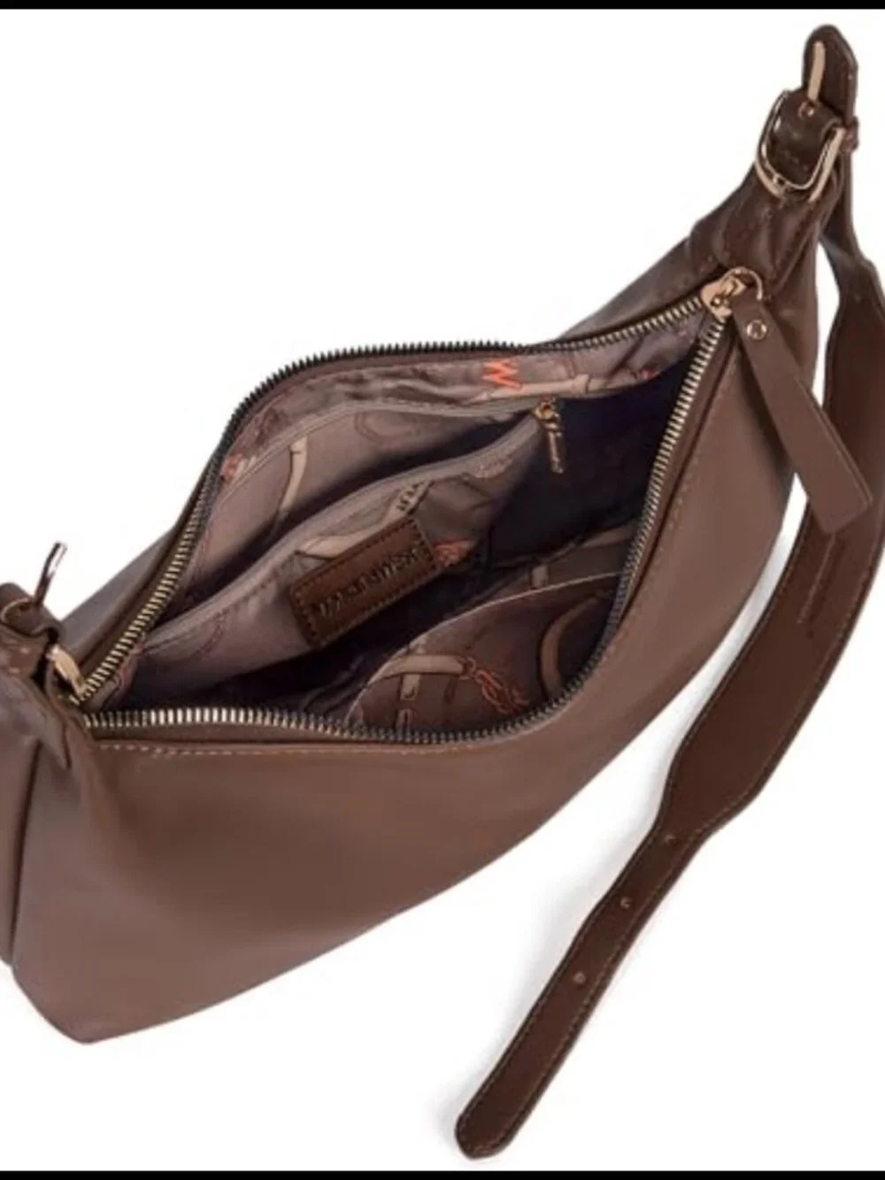 Vegan Leather Crescent Hobo Shoulder Bag Medium Adjustable Strap